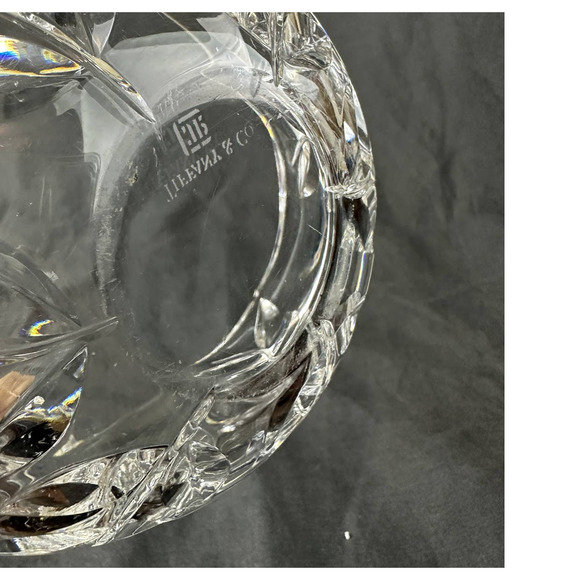 Vintage Tiffany & Co. Cut Glass Crystal Bowl - Josef Riedel Floral Vine & Leaf - Picture 5 of 9